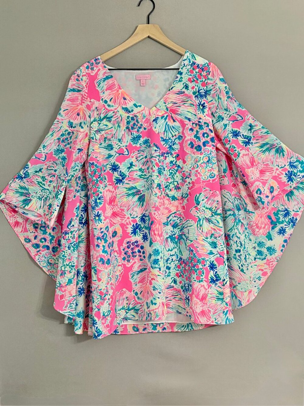 Lilly Pulitzer Miri Silk Caftan Dress Tiki Pink Gypsea Size 6